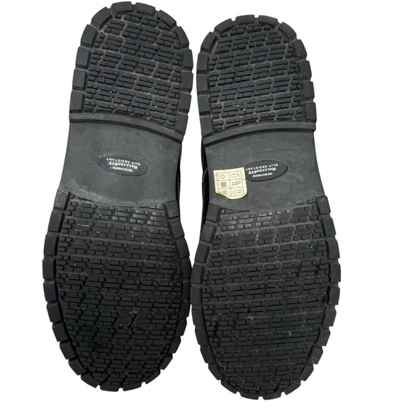 Skechers Black Pebbled Leather Relaxed Fit Slip Resistant Lace Up Shoes Size 11 - Picture 7 of 15